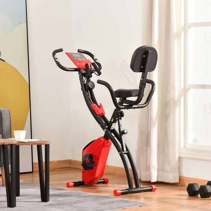 Ultimate Home Cardio: 2-In-1 Exercise Bike with Pulse Sensor - Red