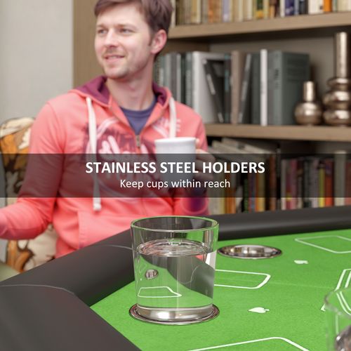 SPORTNOW 8 Player Foldable Poker Table with Cup Holders, Green