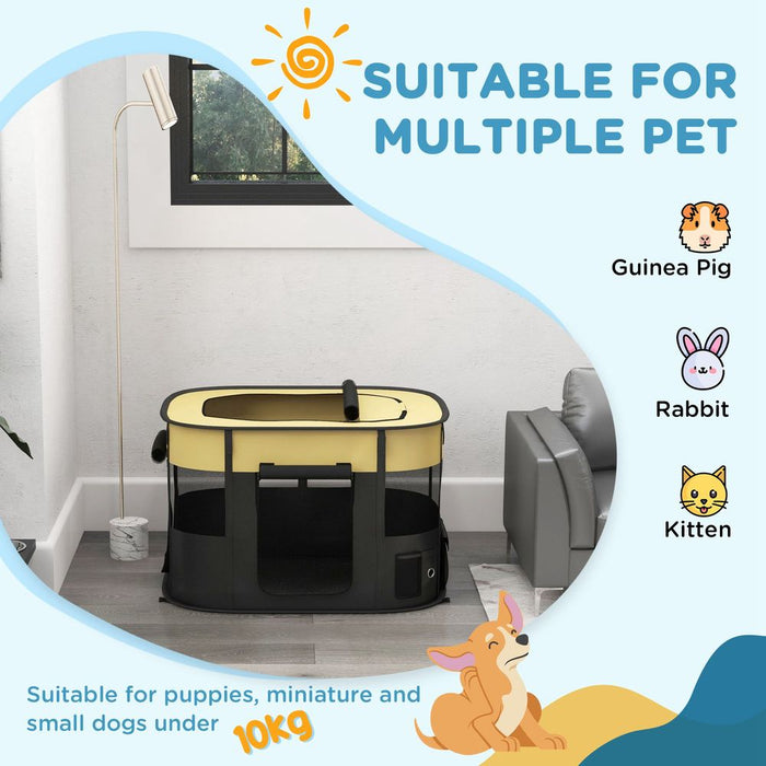 PawHut Portable Dog Pen - Puppies, Rabbits, Kittens - Yellow