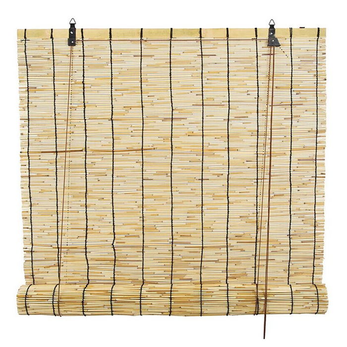 Door Curtain Roller Blinds Bamboo Daynight Window Sunscreen Drape Privacy Blinds