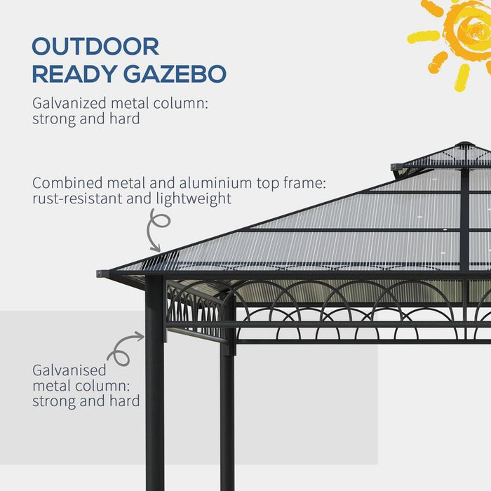 Premium 3x3m Polycarbonate Gazebo with Nettings & Curtains - Ideal for Parties & Outdoor Events