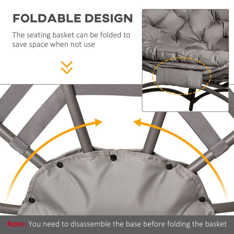 Egg Chair w/ Cushion Steel Frame and Side Pocket for Indoor Outdoor