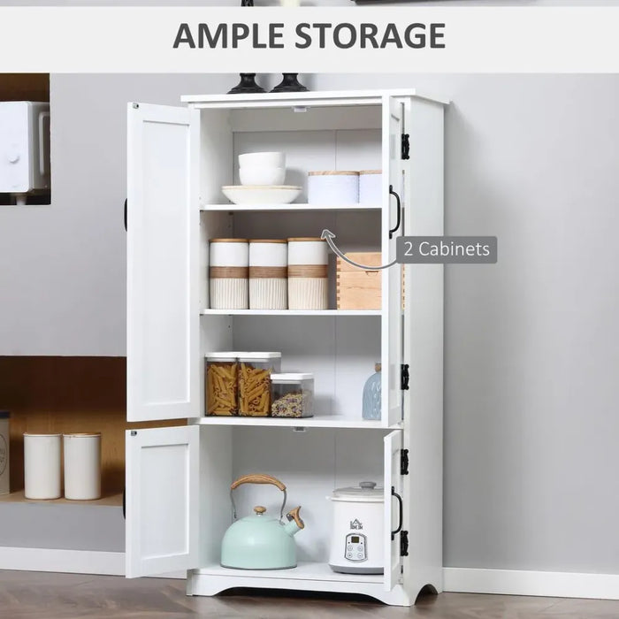 Modern Freestanding Storage Hutch Furniture with 2 Large Doors and 2 Small Doors