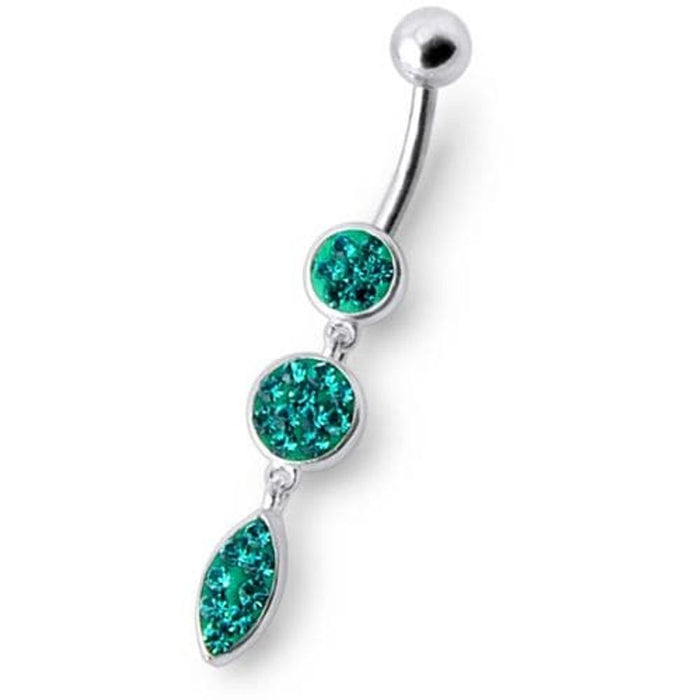 Fancy Pressure Setting  Jeweled Dangling Belly Ring