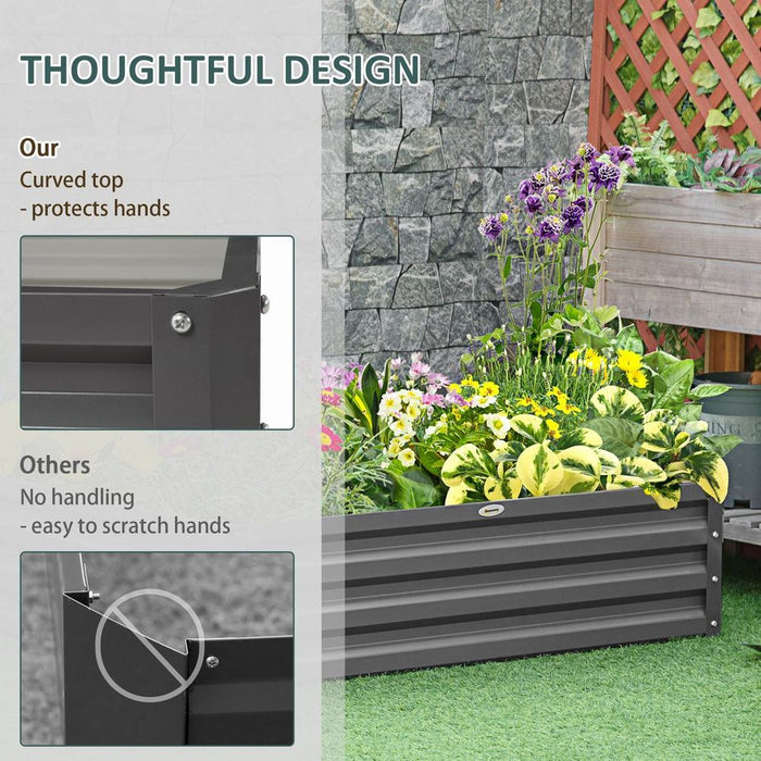 Outsunny Raised Garden Bed - Metal Planter - Light Grey