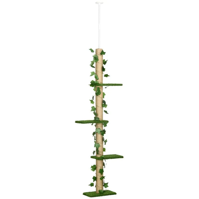 Adjustable Floor-To-Ceiling Cat Tree - 242cm - Anti-Slip - Green