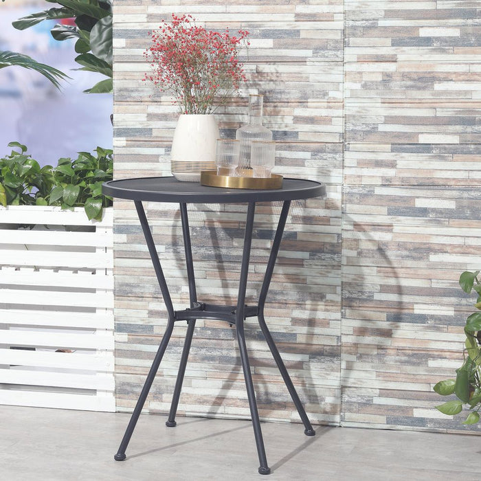 Premium 60cm Round Metal Bistro Table - Strong, Stylish, Grey Mesh Top - Perfect for Outdoor Dining!