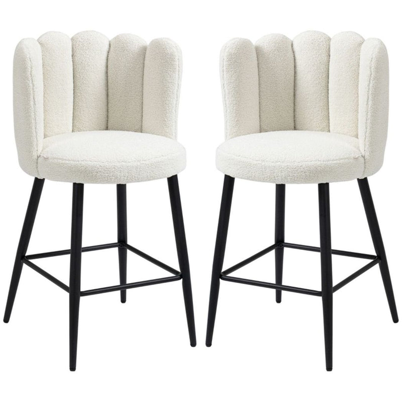 Set of 2 Bar Stools | Dining Chairs | Office Chairs | Cream White