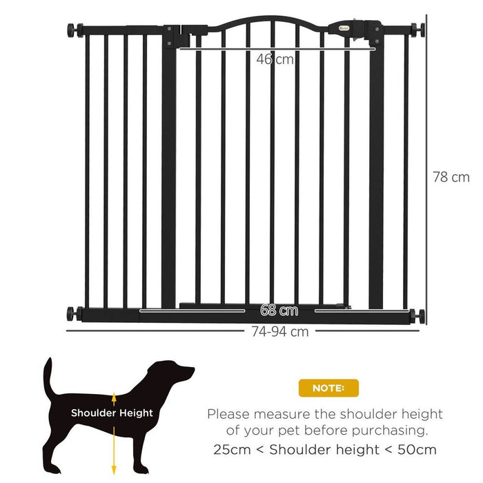 PawHut Adjustable Metal Pet Gate - Auto-Close, Black