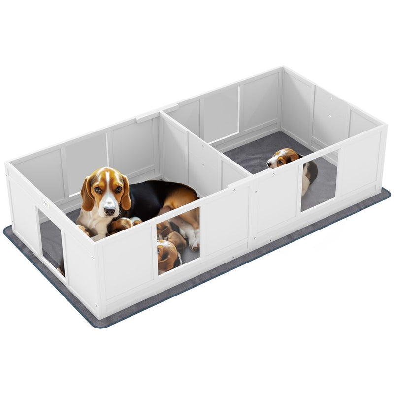 PawHut Whelping Box for Dogs with Whelping Pad, Two Room Design