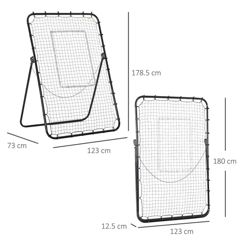 HOMCOM Foldable Football Rebounder Net, Large Football Goal Training Aid Soccer Kickback Target Zone Goal Play Adjustable Angles for Kids & Adult Black