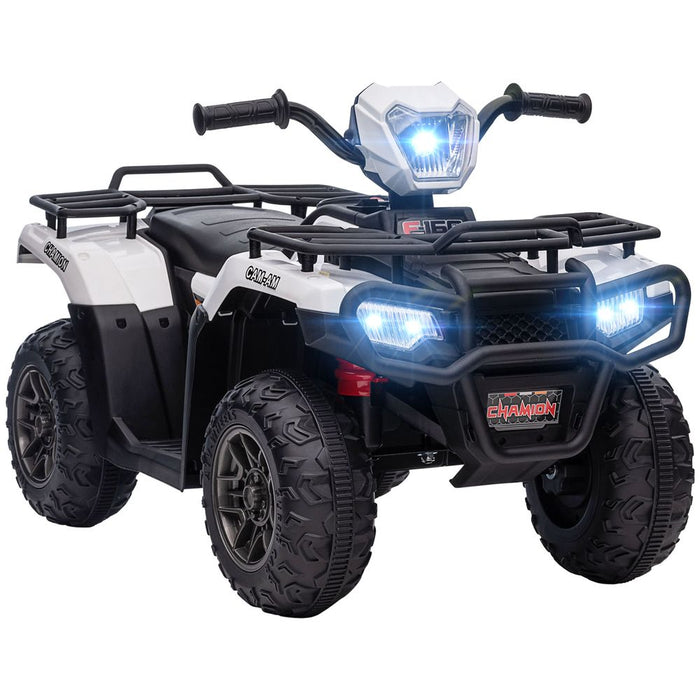 HOMCOM 12V Electric Quad Bike for Kids - LED Lights, Music - White