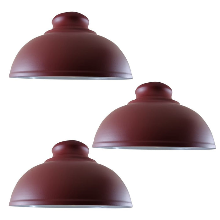 3 Pack Modern Industrial Easy Fit Burgundy Curvy Lamp Shaped Metal Light Shade for Wall Lamp and Table Lamp