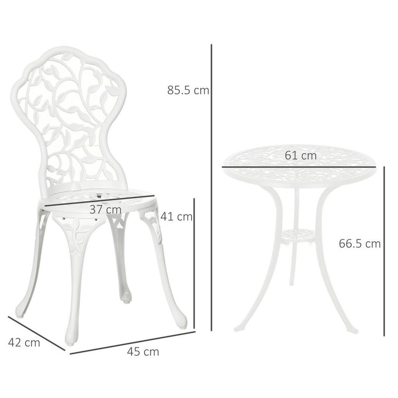 Outsunny Aluminium Bistro Set: Coffee Table + Chair - Outdoor Dining at its Best