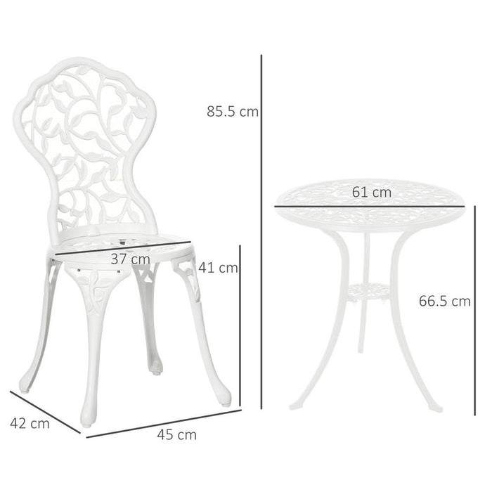 Outsunny Aluminium Bistro Set: Coffee Table + Chair - Outdoor Dining at its Best