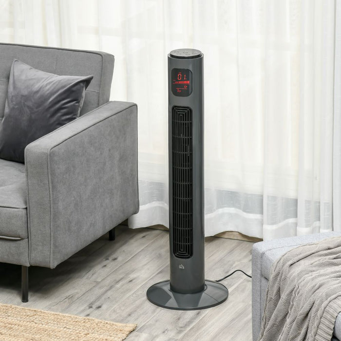 High-performance Tower Fan with 3 Speeds & Remote Control - Dark Grey