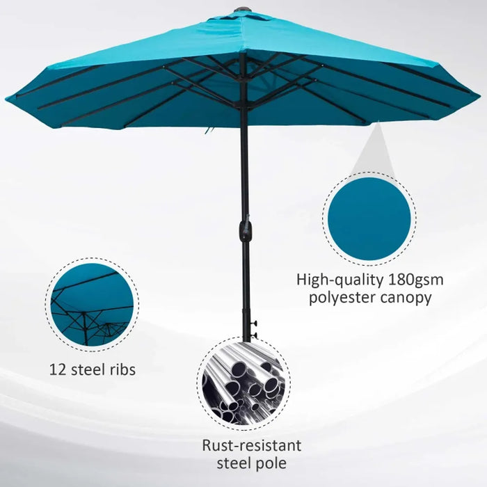 High-Quality 4.6M Patio Umbrella - Sun Shade Canopy in Blue - Outsunny