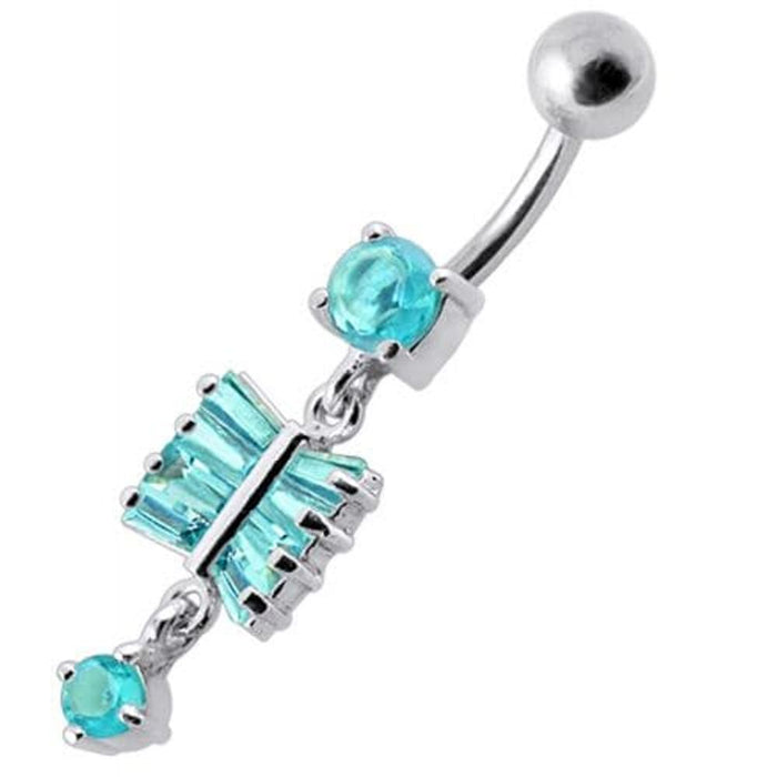 Fancy  Silver Dangling SS Bar Banana Belly Ring