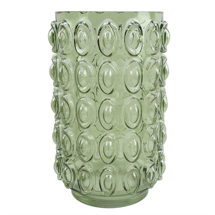 Premium Quality 30cm Green Retro Bubble Vase - Hand-Finished Glass - Perfect for Real & Artificial Blooms