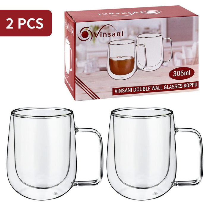 VINSANI DOUBLE WALL GLASSES KOPPU - Elegant, Durable, and Versatile Glassware for Hot or Cold Drinks