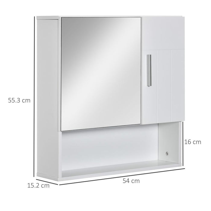 kleankin Bathroom Mirror Cabinet: Wall Mount, Storage Organizer, Door, White