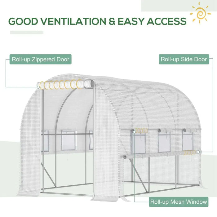 Spacious Outdoor Plant Greenhouse with Zippered Doors - High-Quality, Proficient Seller - White