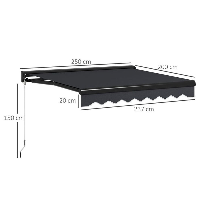 Outsunny Electric Awning with LED | 2.5x2m | Patio Canopy | Sun Canopies with PU Coating