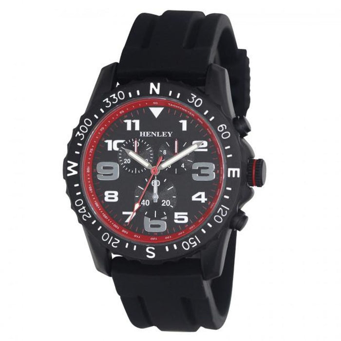 Head Turning Henley Men's Multi Eye Black Dial Sports Watch with Silicone Strap H02208.3