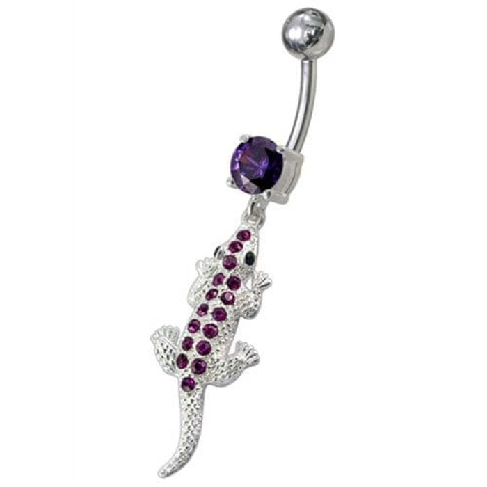 Fancy Jeweled Lizard Dangling Navel Belly Ring