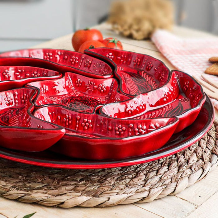 8-in-1 Red Bowls Set for Sharing, Snacks and Breakfast