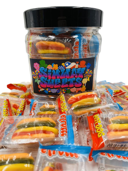 Efrutti Hotdog Jar - Premium Fruit Flavour Gummies - Imported from USA - Perfect Gift - 400g - 30 Individually Wrapped Pieces