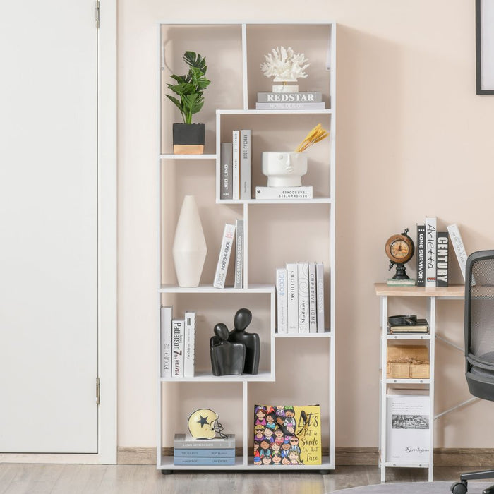 Elegant 8-Grid Bookshelf: Multipurpose Bathroom & Kitchen White Decor Shelf