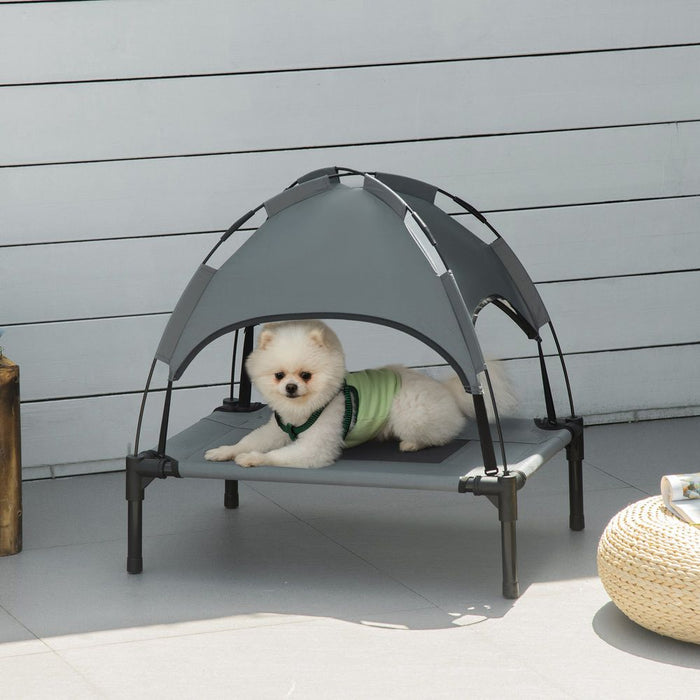 Premium Quality 61cm Raised Dog Bed - Cooling, UV Protection Canopy - Grey - Pawhut - Strong Support, Comfy Rest - All Sizes!