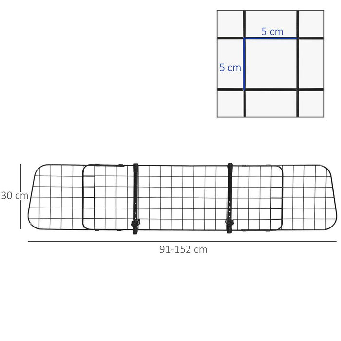 PawHut Pet Dog Car Barrier - Universal Mesh Wire Guard - Keeps Your Dog Safe & Secure in Vehicle