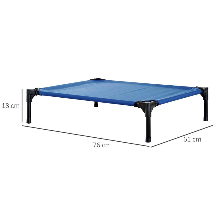 PawHut Elevated Pet Bed Portable Camping Raised Dog Bed w/ Metal Frame Blue (Medium)