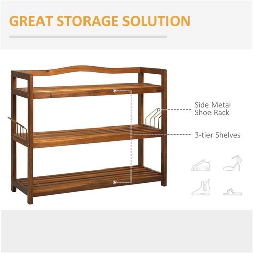 Shoe Rack for home, office, the hallway, coat cupboard, bedroom Teak Acacia Wood 74L x 26W x 62H cm