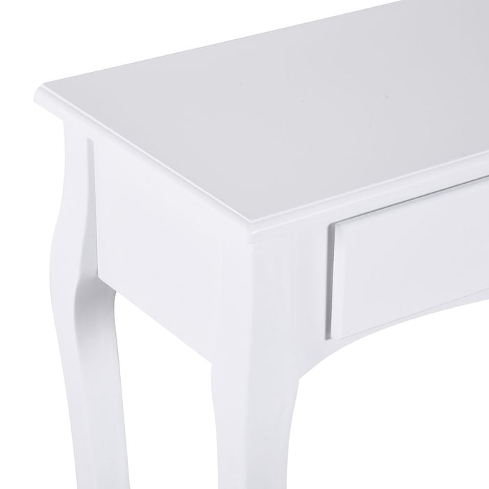 Console Table Storage Display Desk W/ 2 Drawers-Ivory White