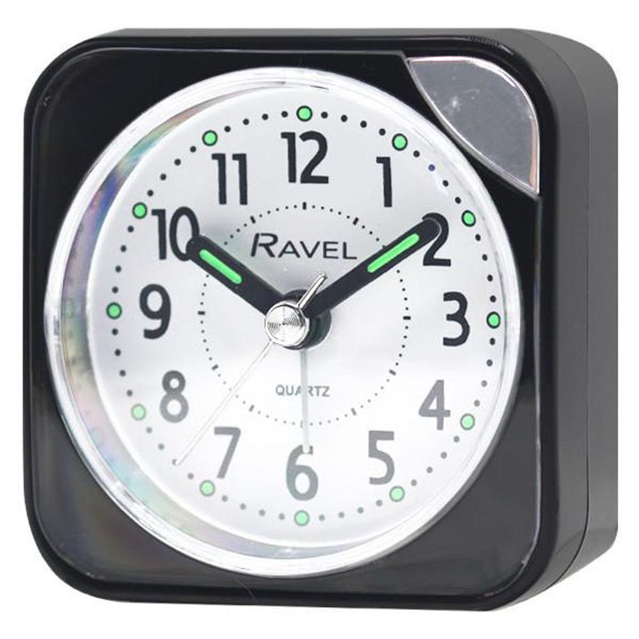 Ravel Small Square Quartz Travel Alarm Clock - Black RC001.33