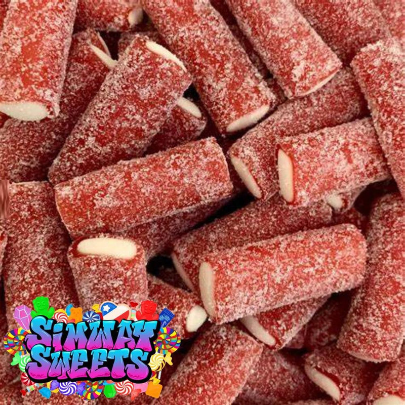 Sour Strawberry Rocketz Pencil Bites - Fizzy Retro Sweets in Gift Jar