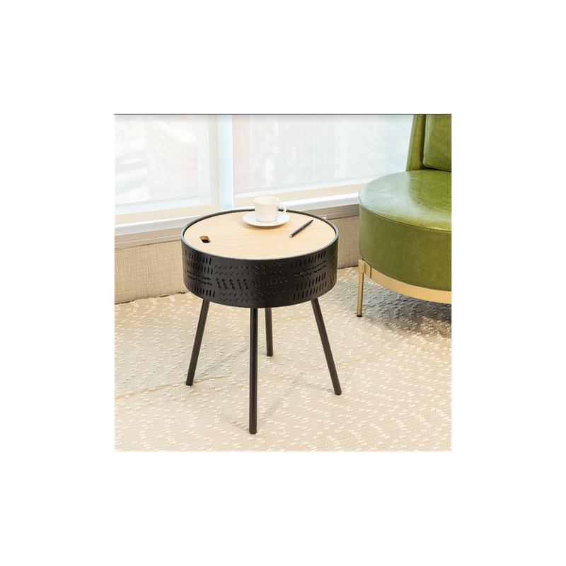 Slender Lift Top Round Side Table - Black, 38.5 x 38.5 x 45cm - High Quality