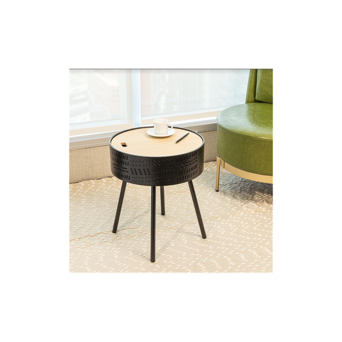 Slender Lift Top Round Side Table - Black, 38.5 x 38.5 x 45cm - High Quality