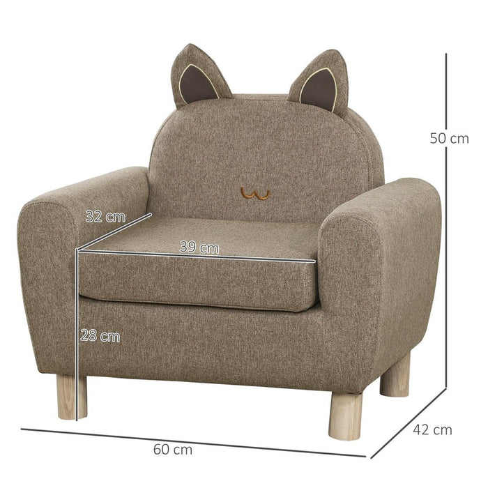 Premium Quality Kids Mini Sofa - Brown Armchair for Bedroom or Playroom - Ages 3-5 - 45kg Max Load