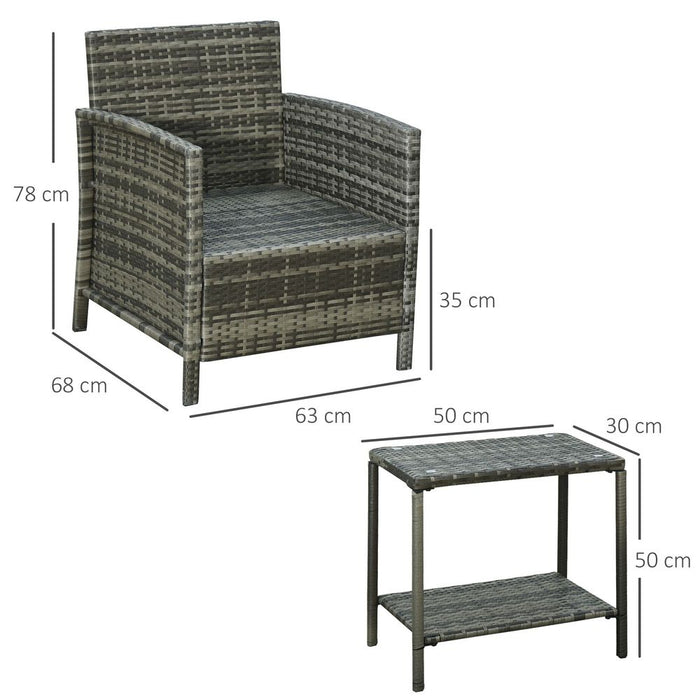 Outdoor Rattan 2-Seater Set - Grey, Pillows Included