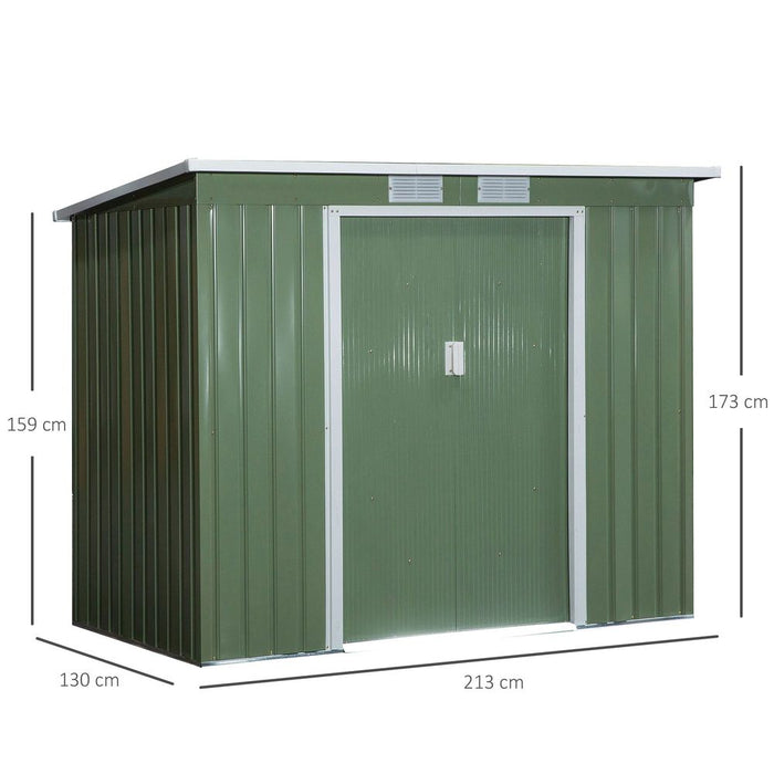 Garden Storage Shed - Durable, Sloped Roof, Outdoor Equipment Tool Storage - 213x130x173cm