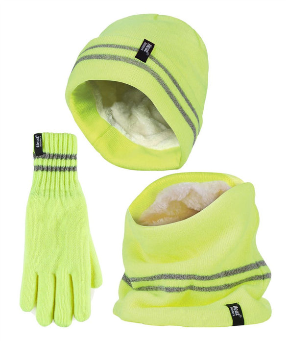 Heat Holders - Mens Hi-Vis Set - Hi Vis Hat / Neckwarmer / Gloves