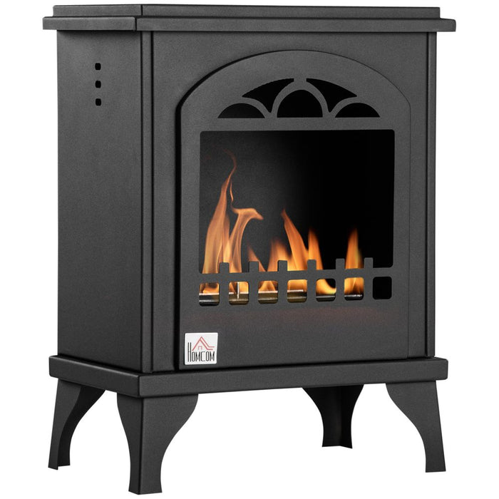 HOMCOM Free Standing Ethanol Fireplace, Bioethanol Heater Stove Fire with 1.2L Tank, 3 Hours Burning Time, Black