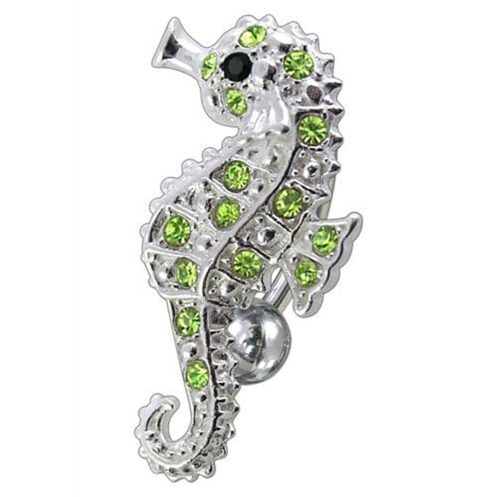 Fancy Jeweled Sea Horse Reverse Dangling Belly Ring