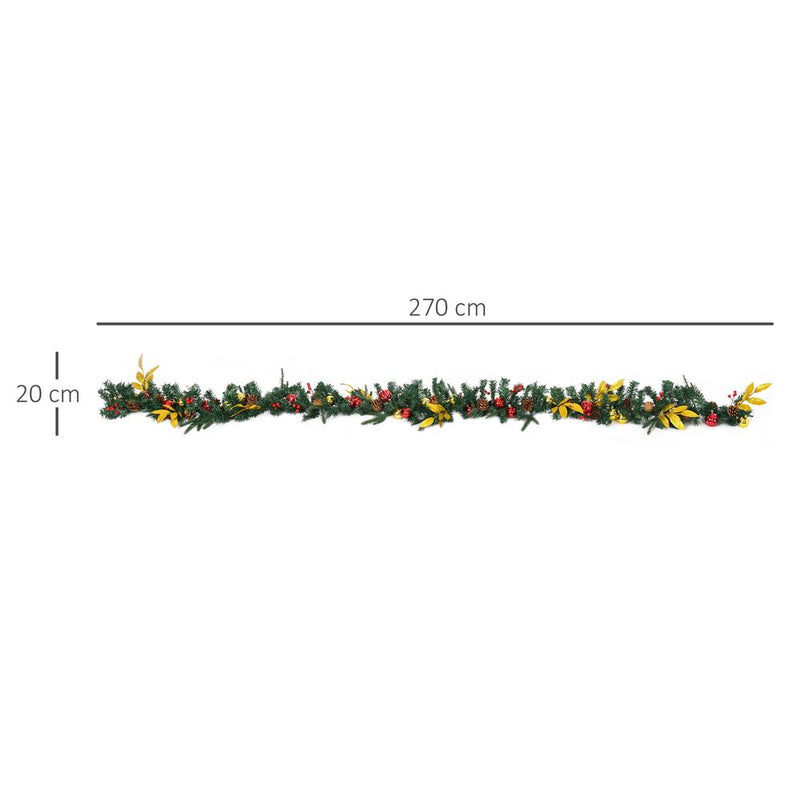2.7M Artificial Christmas Garland Pine Cones Deco Home Fireplace Doors