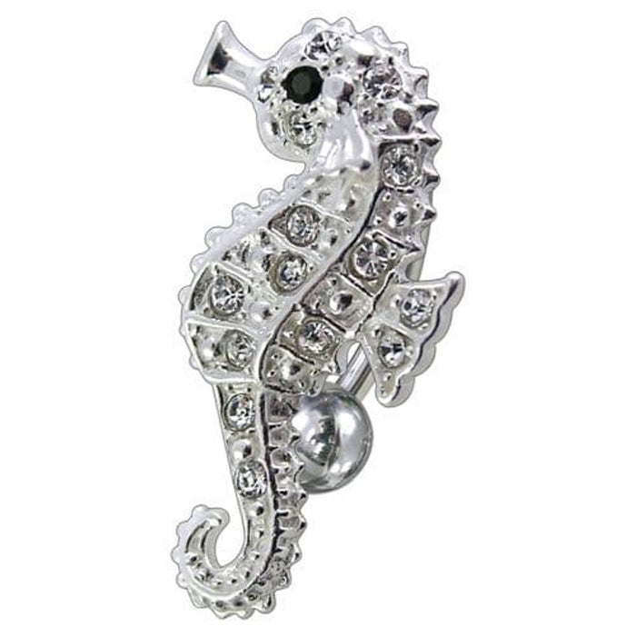 Fancy Jeweled Sea Horse Reverse Dangling Belly Ring