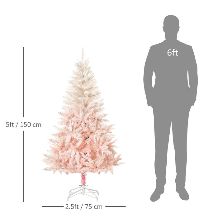 5FT Pink Artificial Christmas Tree Metal Stand Fully Pretty Home Office Joy